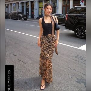 mesh leopard print skirt